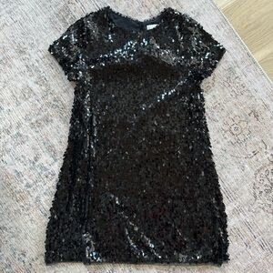 Black Sequin Short Sleeve Party Dress